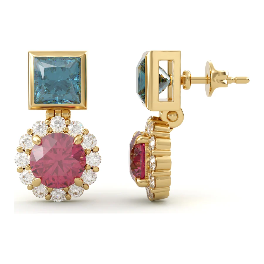 Aquamarine Halo Drops — Drop in 18K Yellow Gold