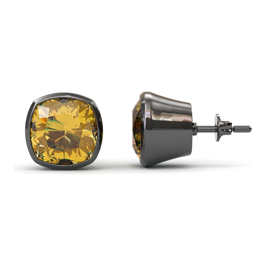 Citrine Noir Studs — Stud in Black Rhodium on 18K