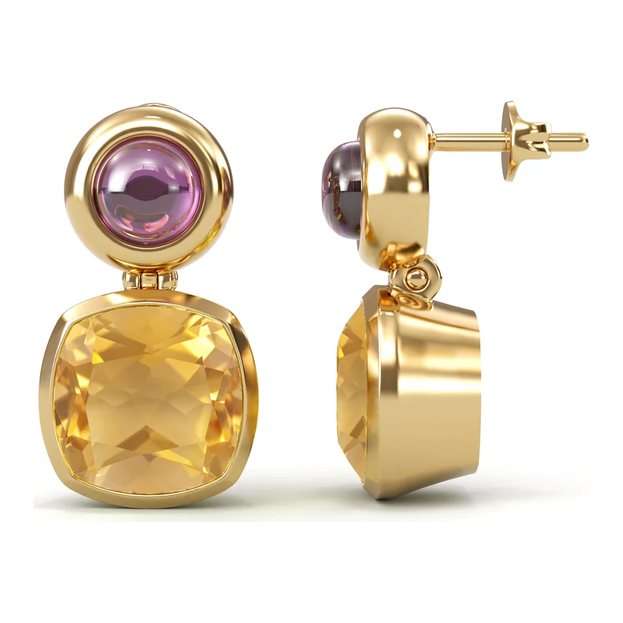 Amethyst & Citrine Drops — Drop in 18K Yellow Gold