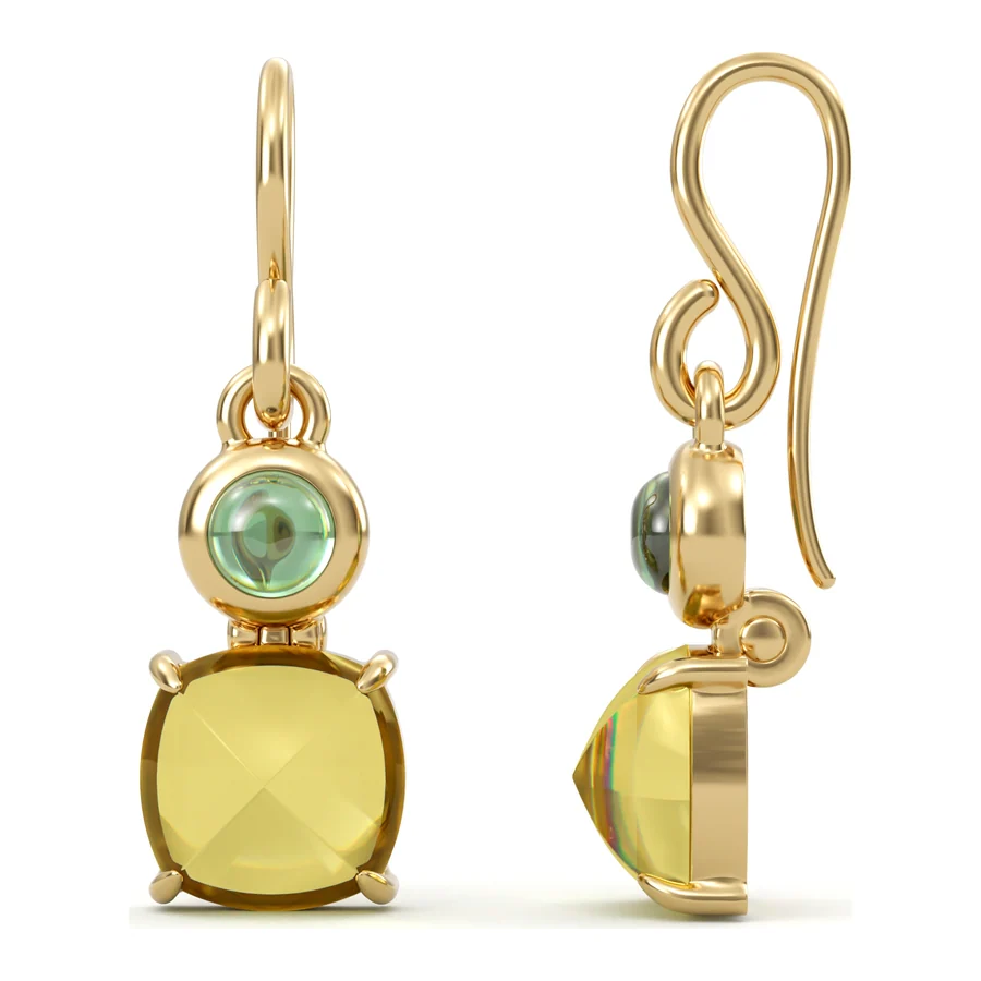 Peridot & Citrine Hooks — Drop in 18K Yellow Gold
