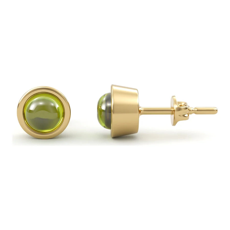 Peridot Bezel Studs — Stud in 18K Yellow Gold