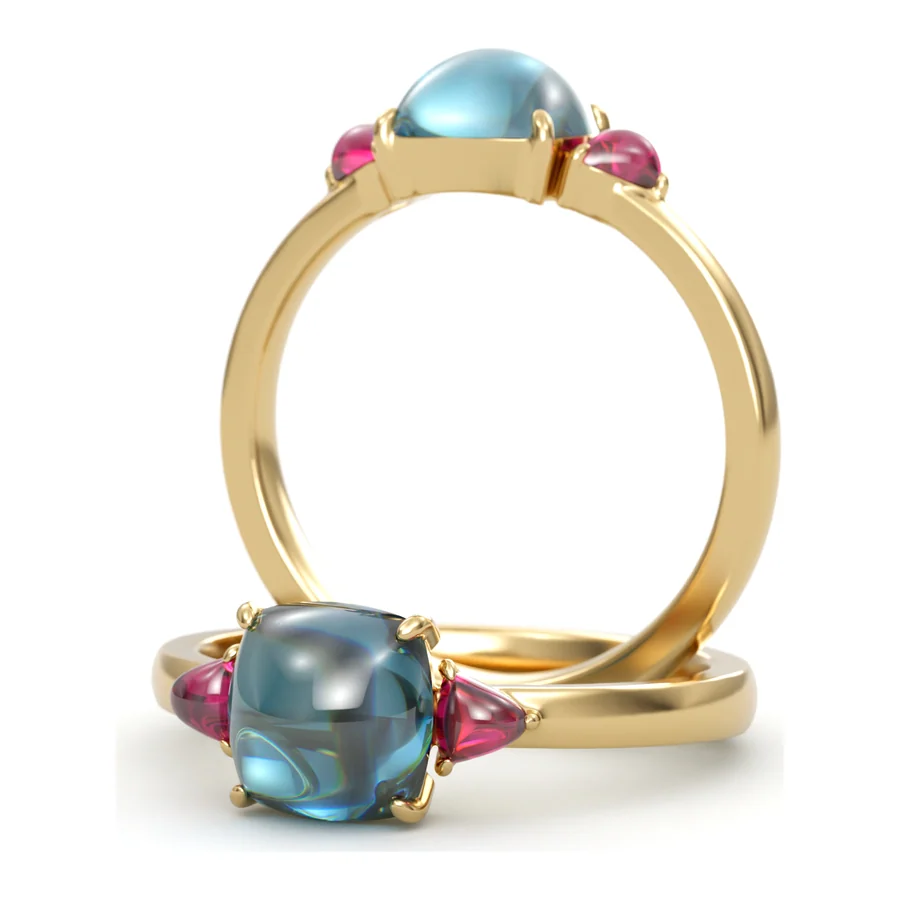 Lagoon Cabochon — Cocktail in 18K Yellow Gold