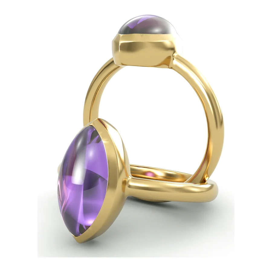 Amethyst Cabochon — Cocktail in 18K Yellow Gold