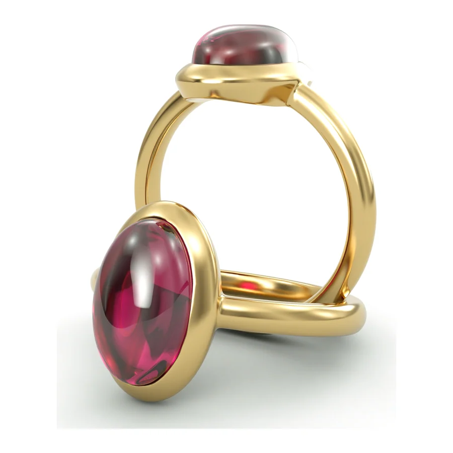 Rhodolite Cabochon — Cocktail in 18K Yellow Gold