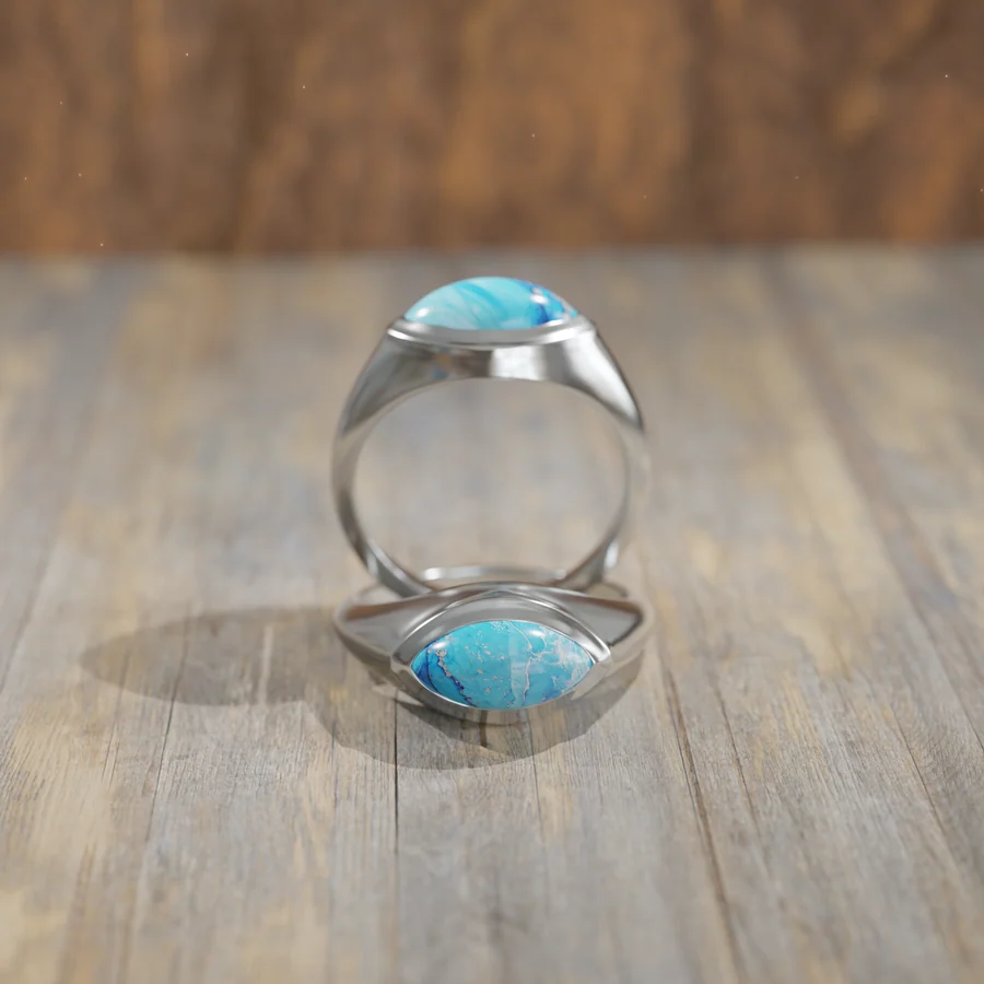 Turquoise Signet — Signet in 18K White Gold
