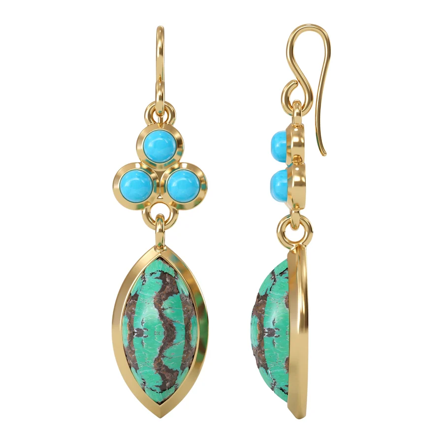Turquoise Marquise Drops — Drop in 18K Yellow Gold