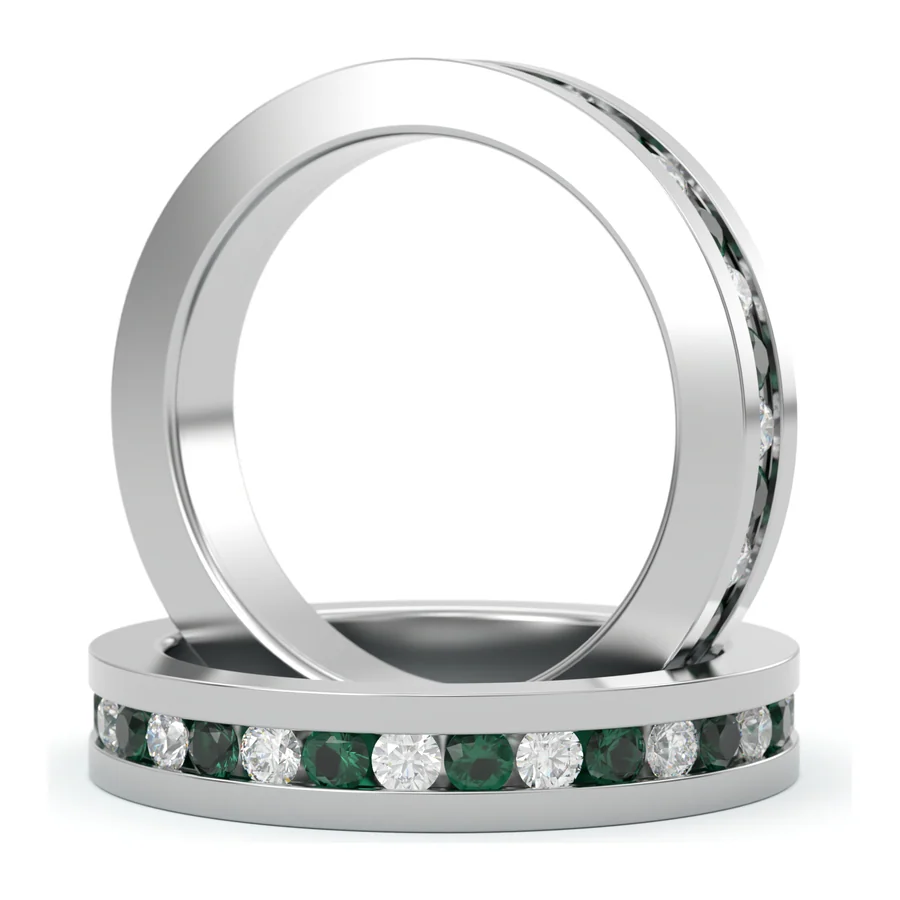 Emerald Channel Band — Band in 18K White Gold