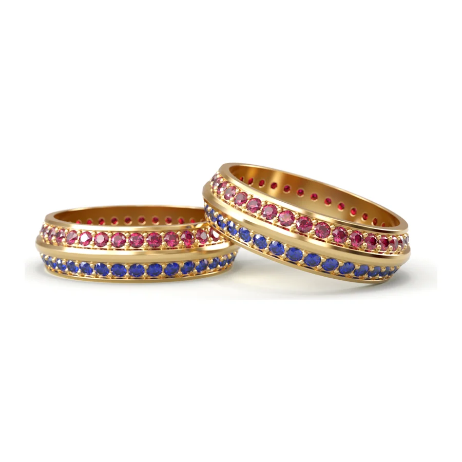 Twin Sapphire Stack — Eternity in 18K Rose Gold