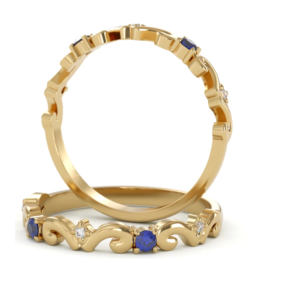 Sapphire Scroll Band — Band in 18K Yellow Gold