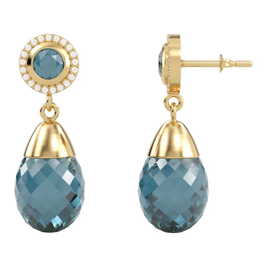 London Blue Briolette — Drop in 18K Yellow Gold