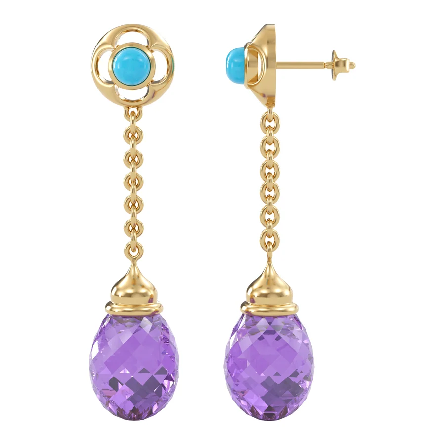 Amethyst Chain Drops — Drop in 18K Yellow Gold