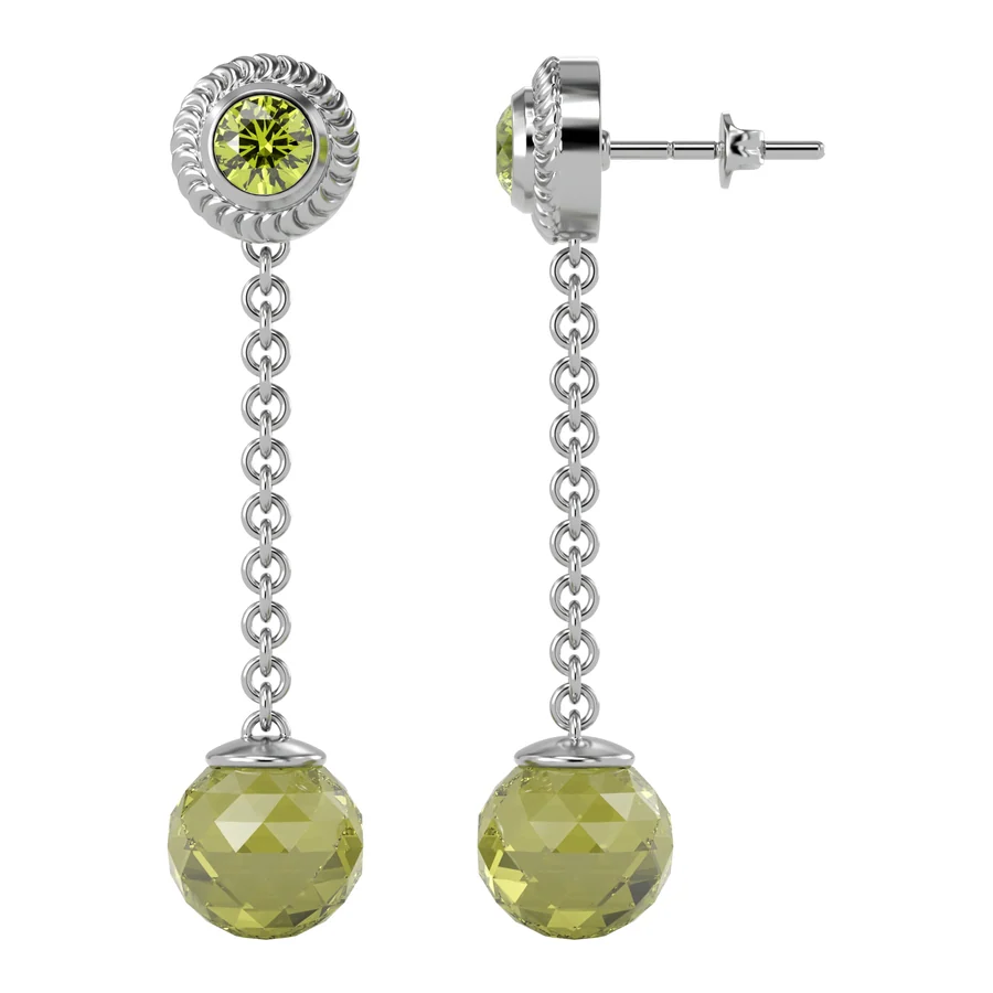 Peridot Diamond Line — Drop in 18K White Gold