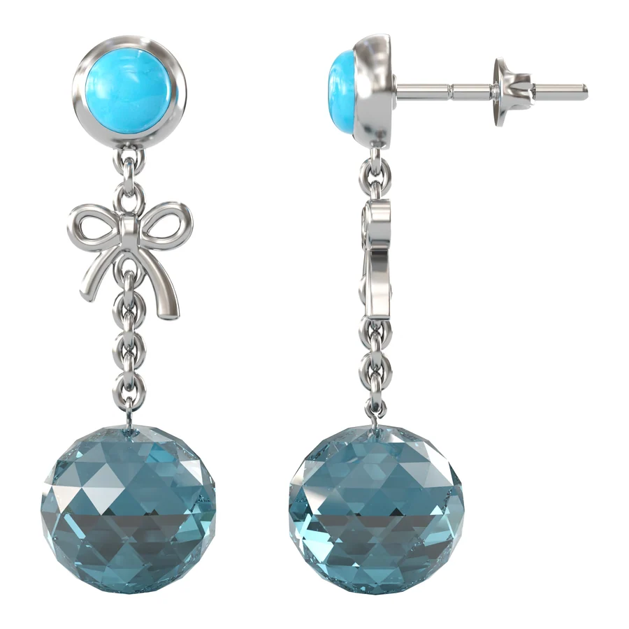 Turquoise Bow Drops — Drop in 18K White Gold