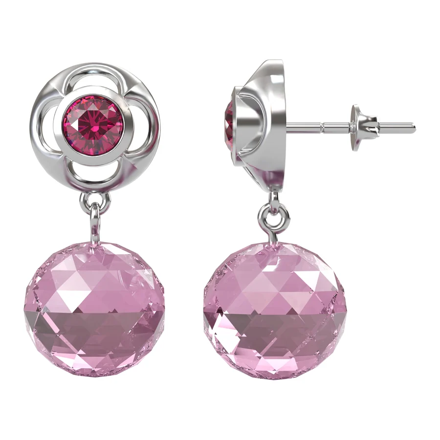 Pink Topaz Rosette — Drop in 18K White Gold