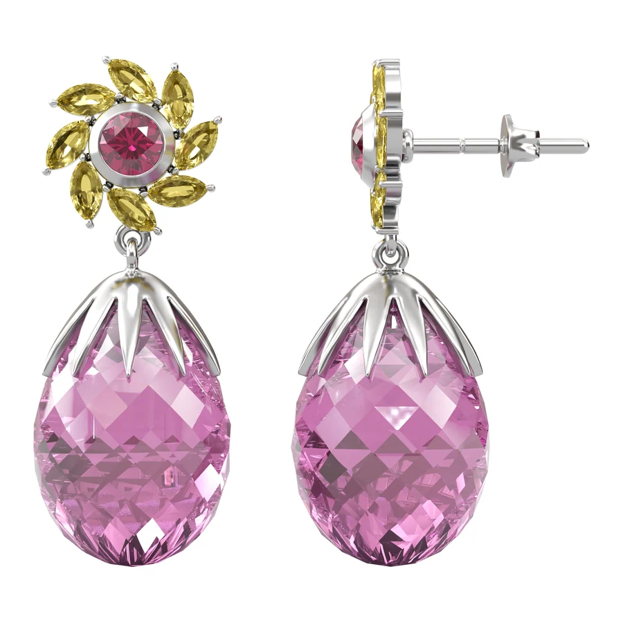Pink Topaz Petal — Drop in 18K Yellow Gold