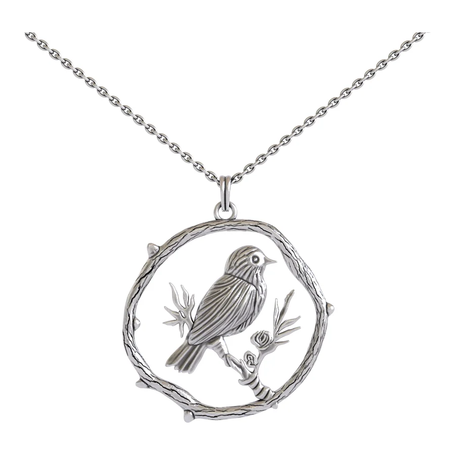 Songbird Medallion — Pendant in 18K White Gold