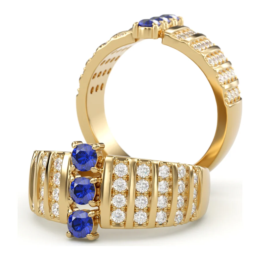 Sapphire Deco — Cocktail in 18K Yellow Gold