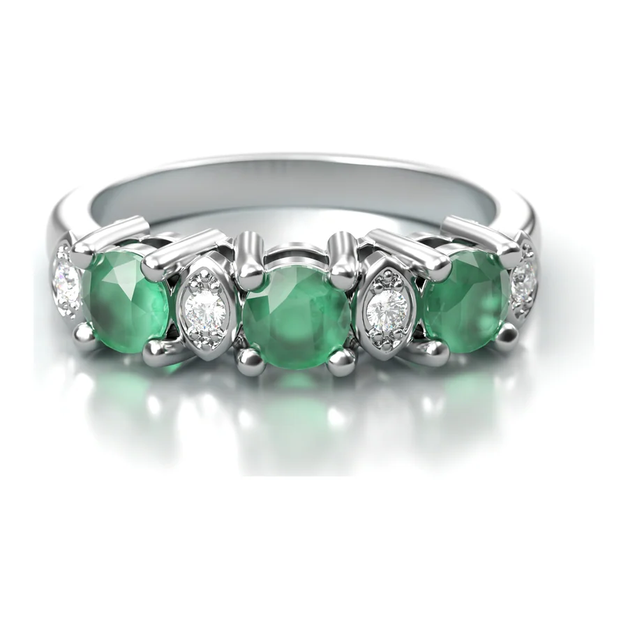 Emerald Trilogy — Halo in 18K White Gold