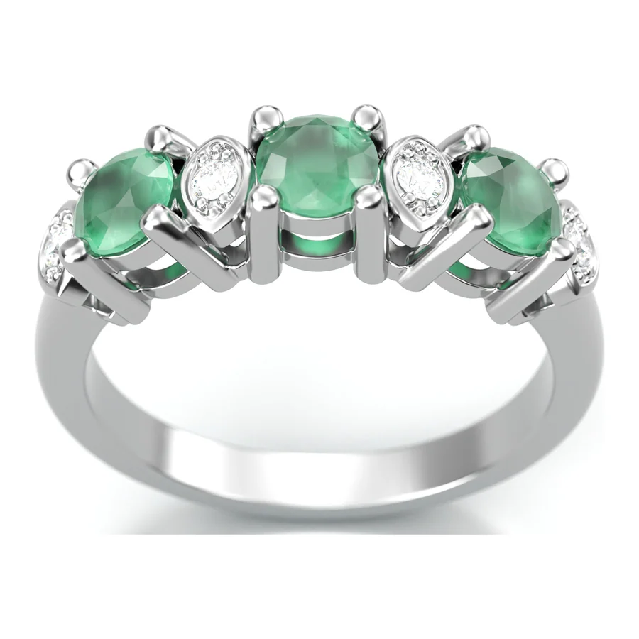Emerald Garland — Cluster in 18K White Gold