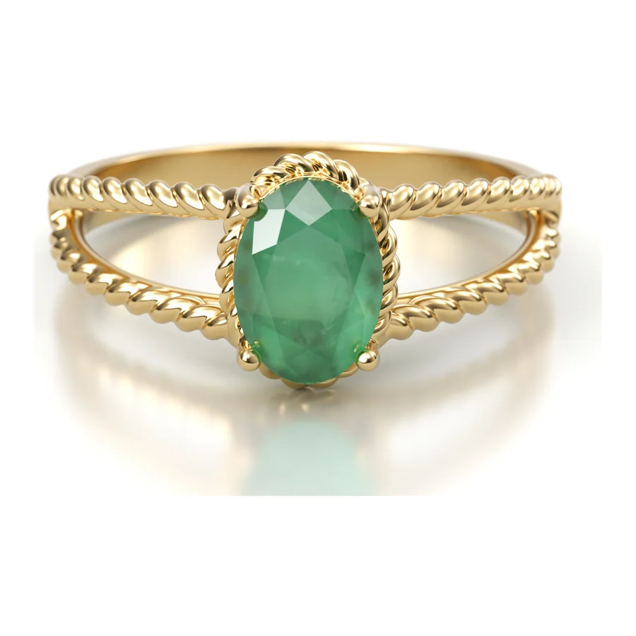 Emerald Rope Oval — Solitaire in 18K Yellow Gold