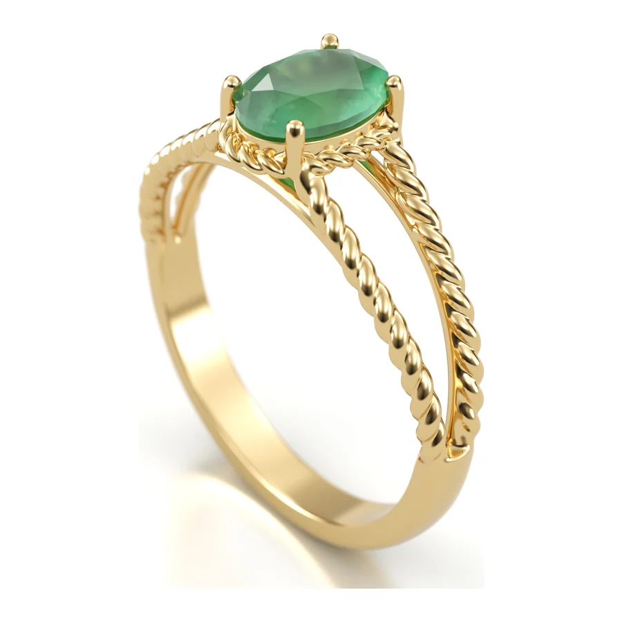Emerald Rope Split — Solitaire in 18K Yellow Gold