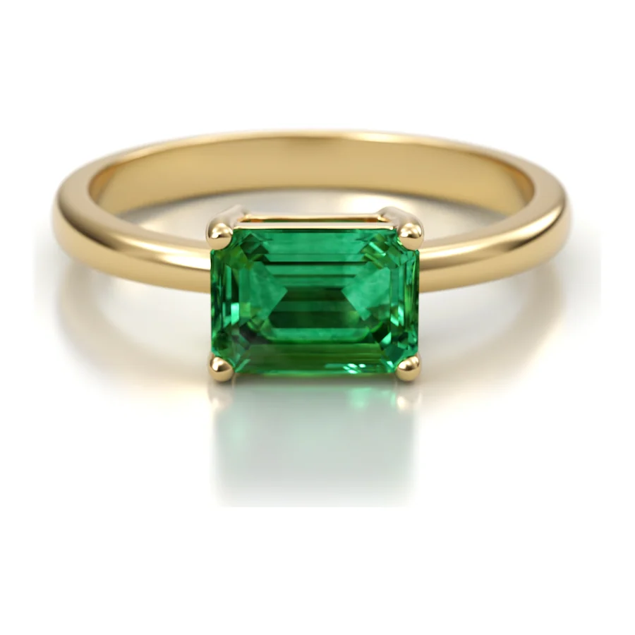 Emerald Octagon Solitaire — Solitaire in 18K Yellow Gold