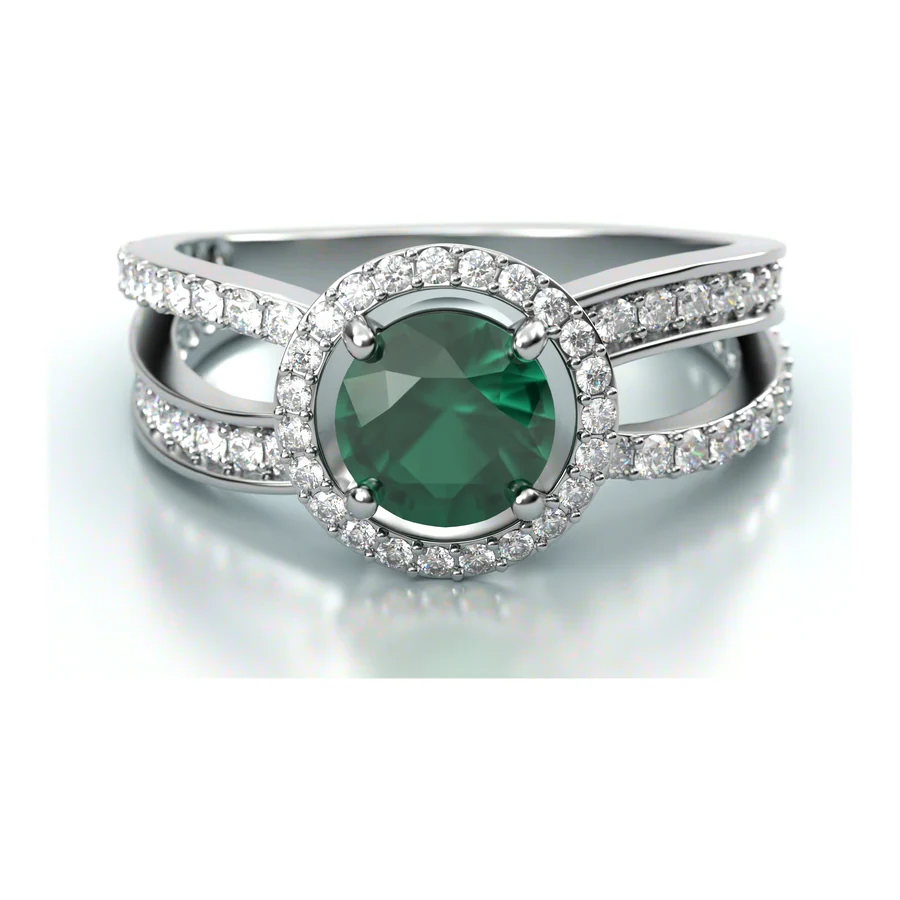 Emerald Halo Pavé — Halo in 18K White Gold